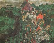 Egon Schiele Krumau Landscape (Town and River) (mk12) oil painting picture wholesale